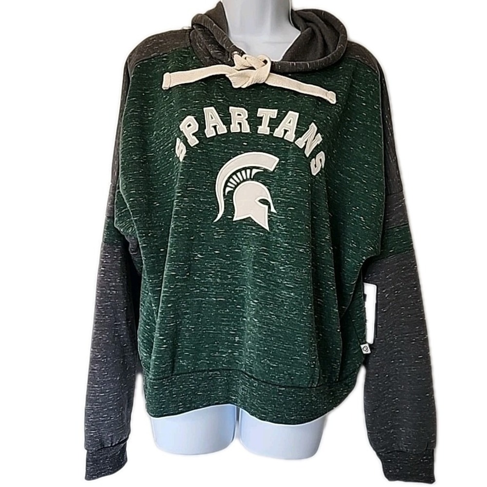 NWT Colosseum Michigan State Spartans Lost City Speckle Crop Hoodie Women's‎ XL